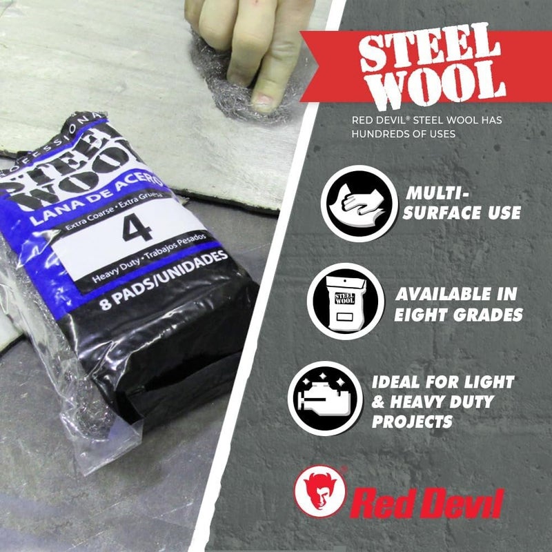 Red Devil 8 Pack #0000 Steel Wool 0320 - Image 4